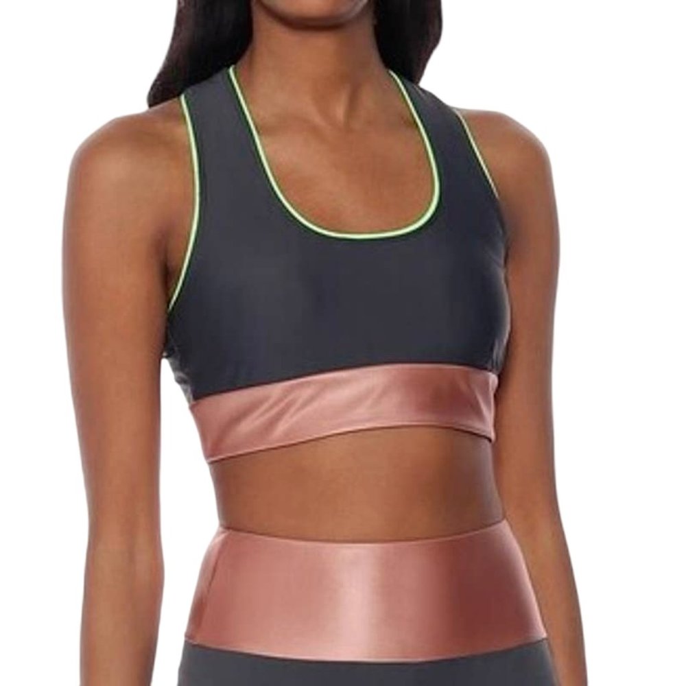 LANSTON SPORT Women's Pursuit Sports Bra Size Large NWT Grey SPF50 - 0159